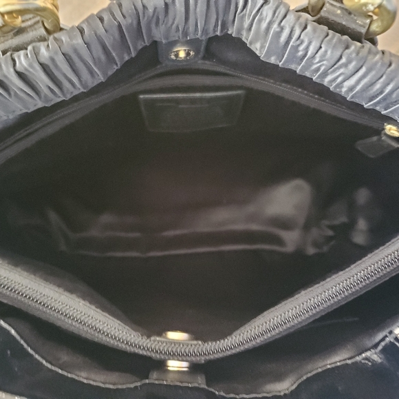 VINTAGE COACH, Ashley Gathered Satin Carryall Tote. BLACK, - Picture 12 of 15